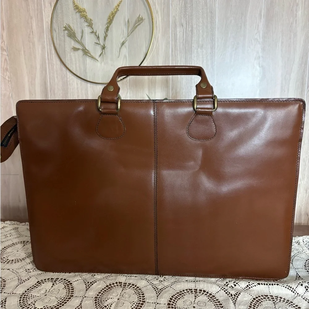 Jordache Vintage Brown Leather Men's Bag Briefcase Portfolio Unisex
